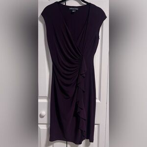American Living Deep Purple Faux Wrap Midi Dress